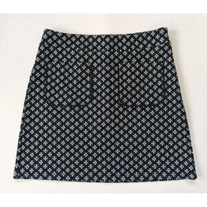 Loft Outlet A-Line Navy And Green Geometric Print Skirt Size 6